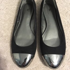 Worthington black flats with metallic toe